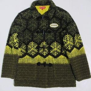 Supreme Men's Snowflake Toggle Fleece Jacket Yellow Size S 2018
